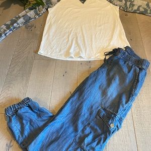 Cloth & stone chambray joggers in EUC